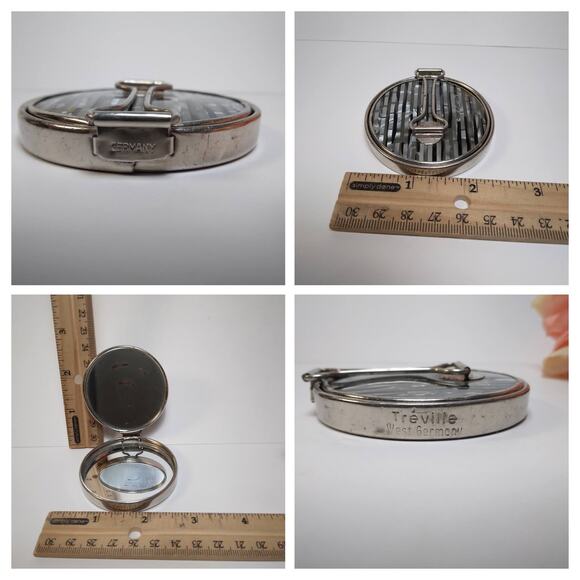 Vtg Treville West Germany Striped Double Fold Mirror, Makeup, Travel, Vanity - Picture 9 of 9